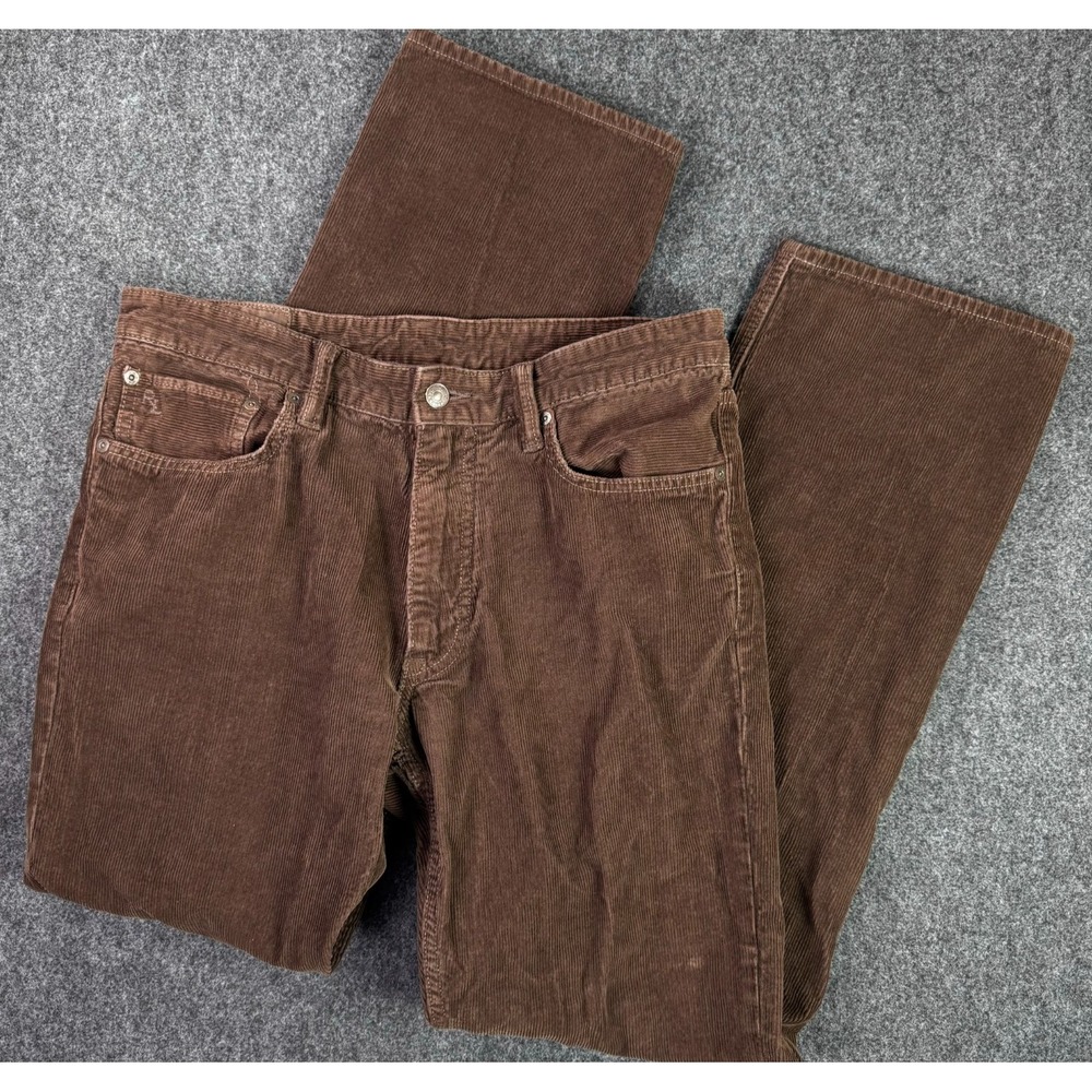 Vintage 90s Polo Ralph Lauren Mens Corduroy 32x31 Dark Brown Pants Jeans Cotton